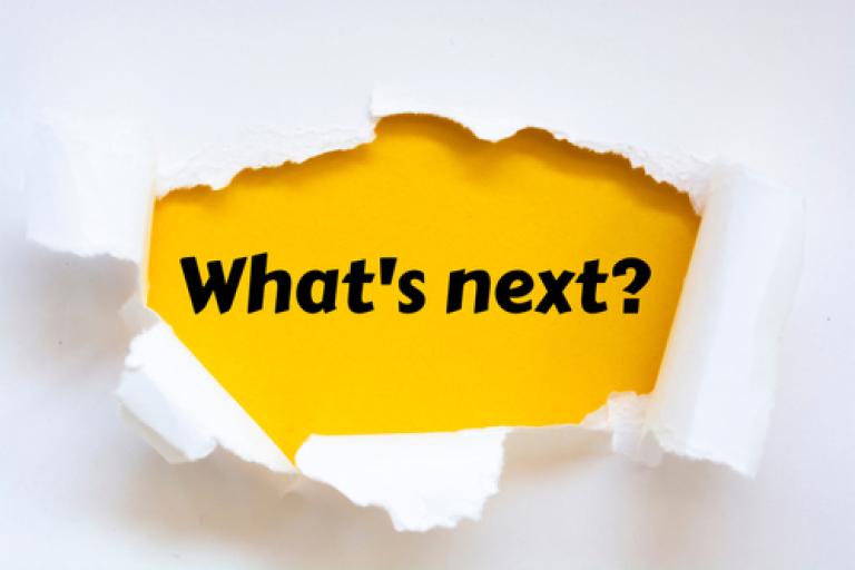 Words saying what's next