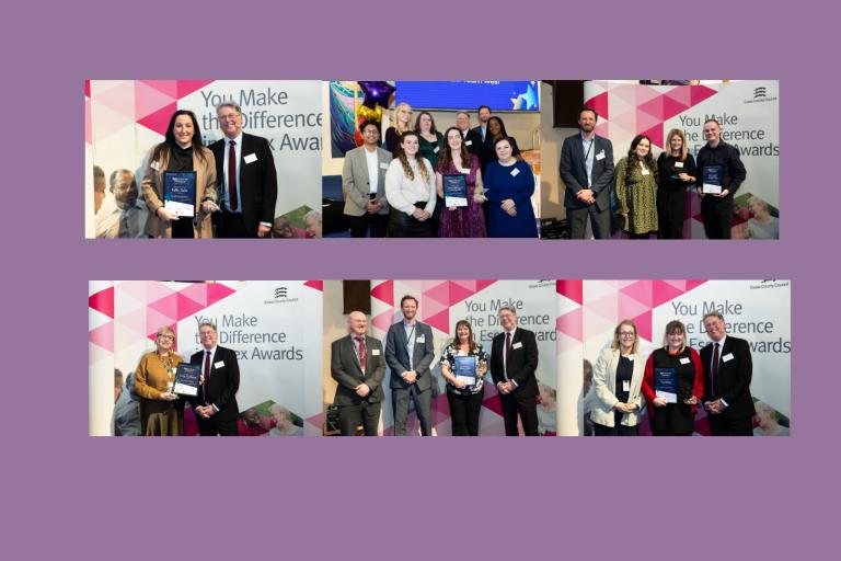 Collage of photos of winners receiving their awards 