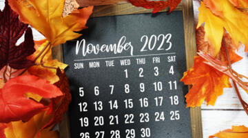 A calendar with the month November