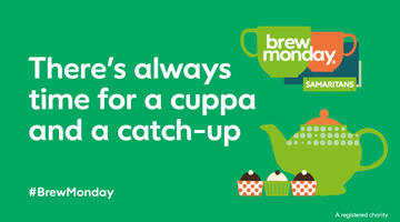 Brew Monday - There's always time for a cuppa. With images of a teapot and cups