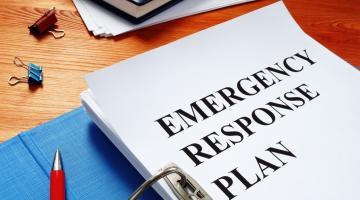 Folder open with Emergency Response Plan written