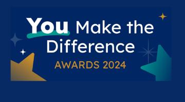 Dark blue background with colourful star shapes and the words You Make the Difference Awards 2024 written over it