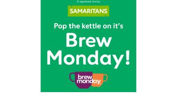 Samaritans Pop the Kettle on it's Brew Monday, with a graphic showing a teapot on a green background