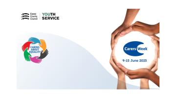 Plain white background with carers week logos displayed in the image