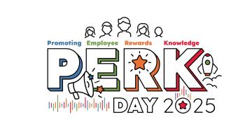 PERK day logo, with the words Promoting Employee Rewards Knowledge above the words PERK day 2025 in capitals. Line drawn people sit at the top of the page. 