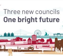 Artwork from proposal featuring line Three new councils, one bright future